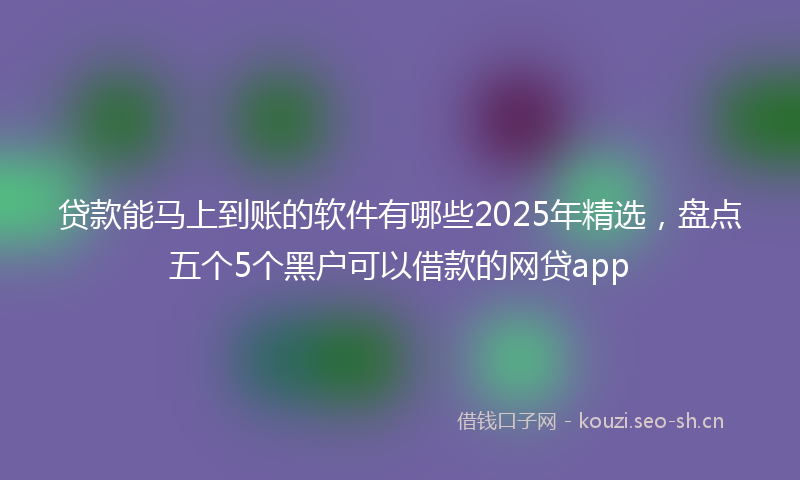 贷款能马上到账的软件有哪些2025年精选，盘点五个5个黑户可以借款的网贷app