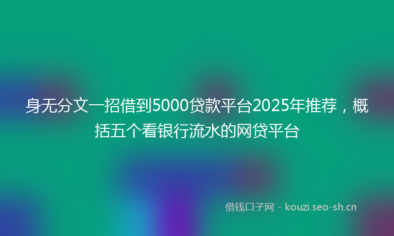 身无分文一招借到5000贷款平台2025年推荐，概括五个看银行流水的网贷平台