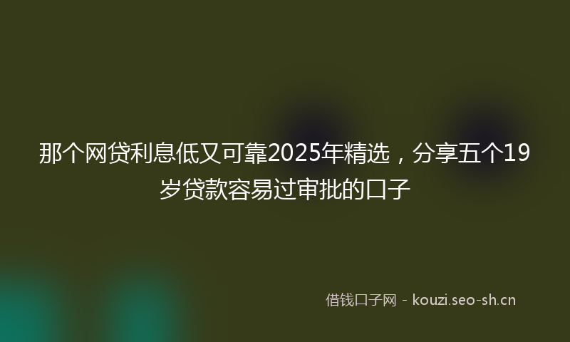 那个网贷利息低又可靠2025年精选，分享五个19岁贷款容易过审批的口子