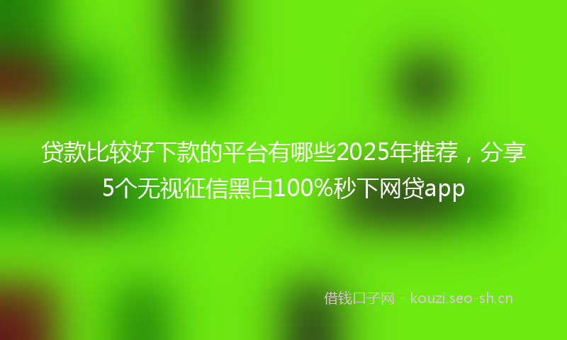 贷款比较好下款的平台有哪些2025年推荐，分享5个无视征信黑白100%秒下网贷app