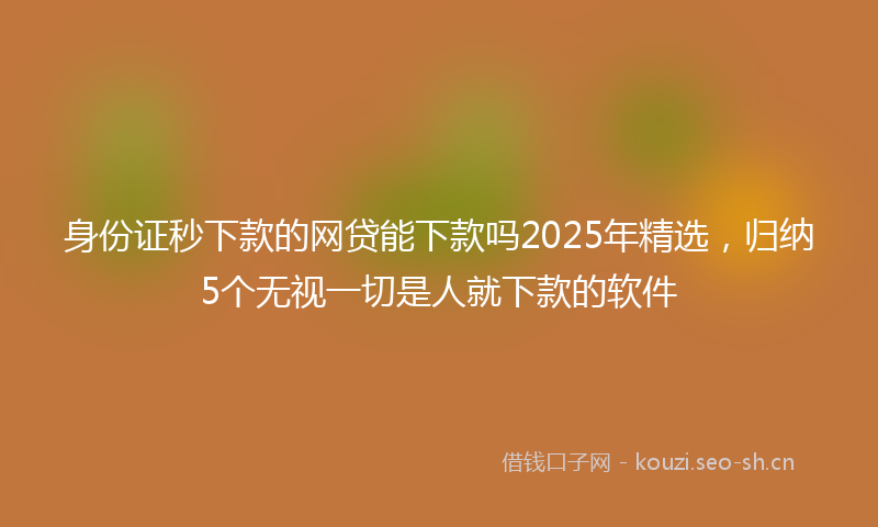 身份证秒下款的网贷能下款吗2025年精选，归纳5个无视一切是人就下款的软件