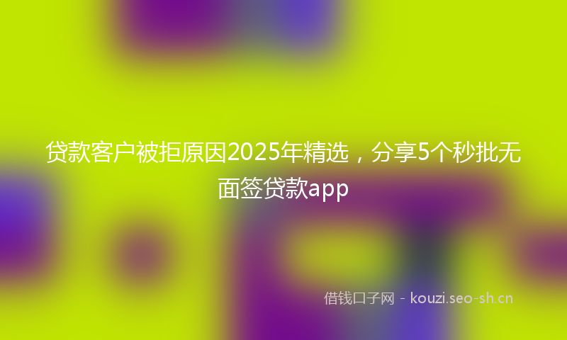 贷款客户被拒原因2025年精选，分享5个秒批无面签贷款app