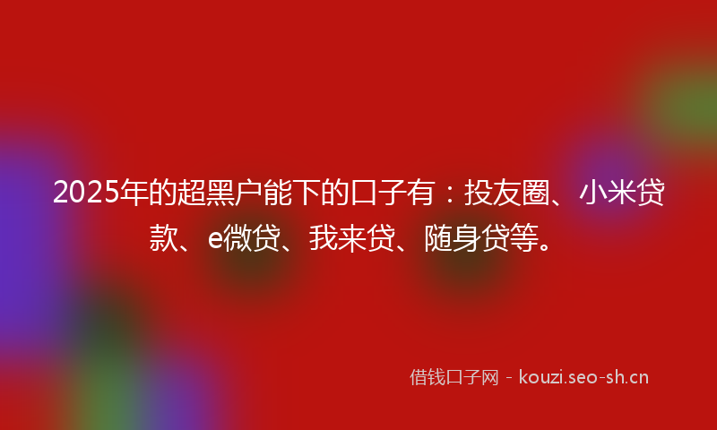 2025年的超黑户能下的口子有：投友圈、小米贷款、e微贷、我来贷、随身贷等。