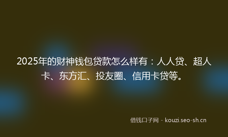 2025年的财神钱包贷款怎么样有：人人贷、超人卡、东方汇、投友圈、信用卡贷等。