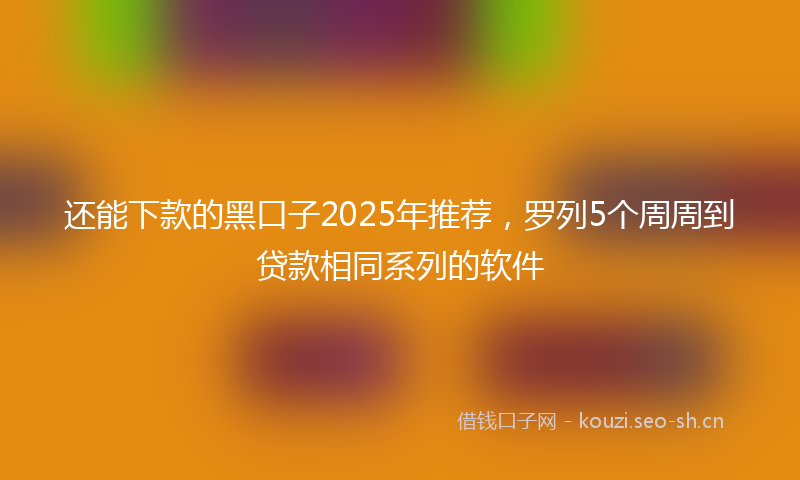 还能下款的黑口子2025年推荐，罗列5个周周到贷款相同系列的软件