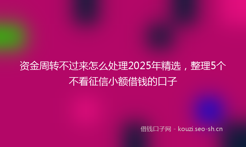 资金周转不过来怎么处理2025年精选，整理5个不看征信小额借钱的口子
