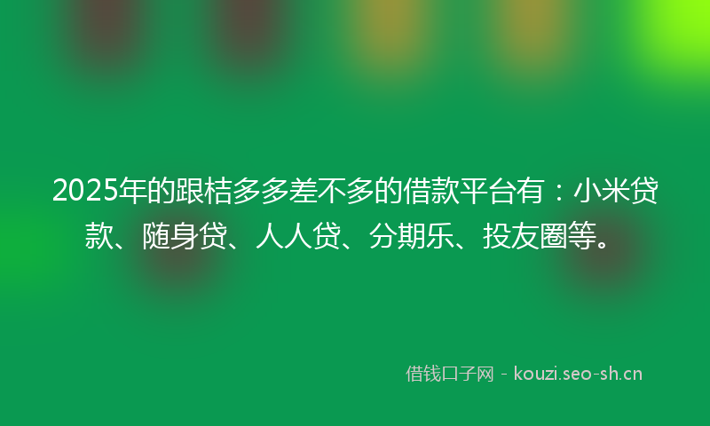 2025年的跟桔多多差不多的借款平台有：小米贷款、随身贷、人人贷、分期乐、投友圈等。