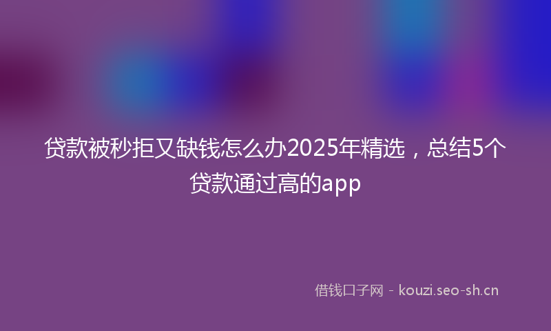 贷款被秒拒又缺钱怎么办2025年精选，总结5个贷款通过高的app