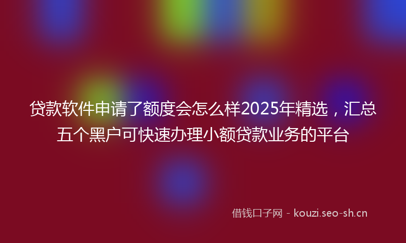 贷款软件申请了额度会怎么样2025年精选，汇总五个黑户可快速办理小额贷款业务的平台
