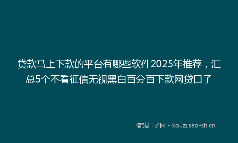 贷款马上下款的平台有哪些软件2025年推荐，汇总5个不看征信无视黑白百分百下款网贷口子