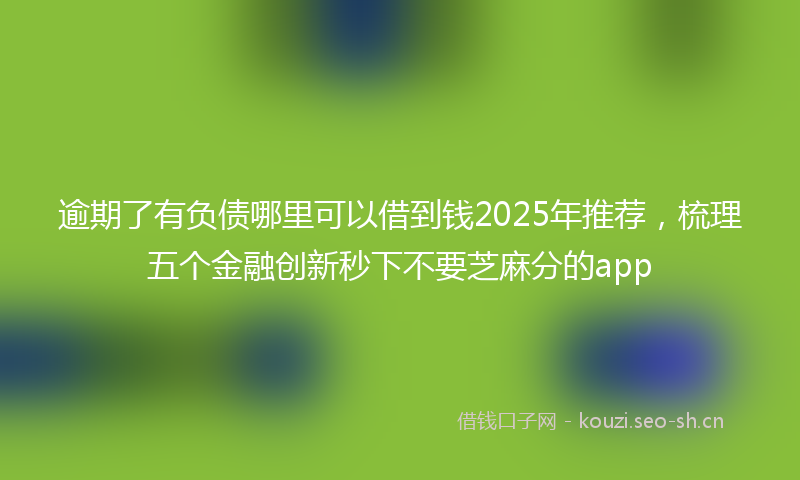 逾期了有负债哪里可以借到钱2025年推荐,梳理五个金融创新秒下不要芝麻分的app