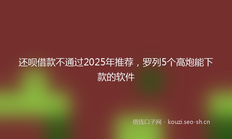 还呗借款不通过2025年推荐，罗列5个高炮能下款的软件