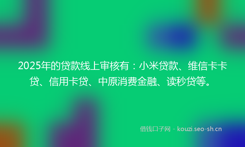 2025年的贷款线上审核有：小米贷款、维信卡卡贷、信用卡贷、中原消费金融、读秒贷等。