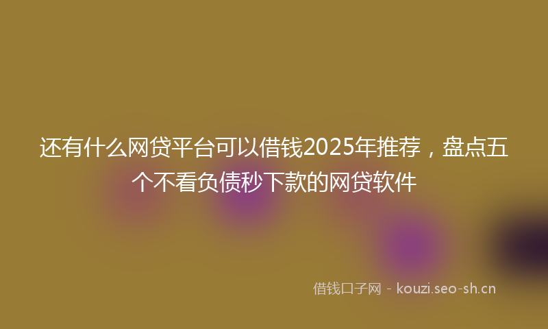 还有什么网贷平台可以借钱2025年推荐，盘点五个不看负债秒下款的网贷软件