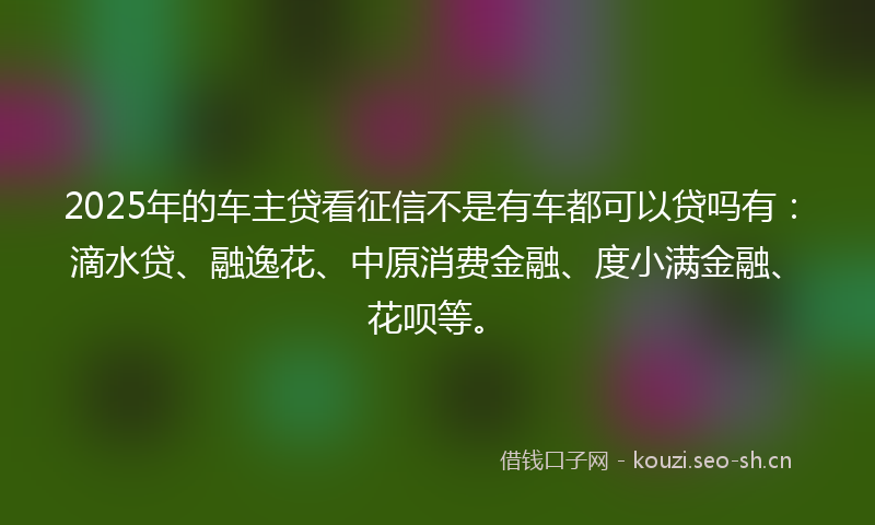 2025年的车主贷看征信不是有车都可以贷吗有：滴水贷、融逸花、中原消费金融、度小满金融、花呗等。