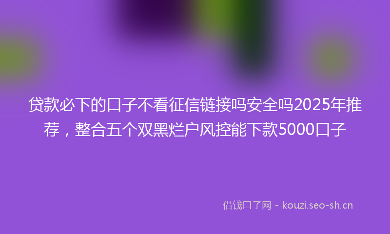 贷款必下的口子不看征信链接吗安全吗2025年推荐，整合五个双黑烂户风控能下款5000口子
