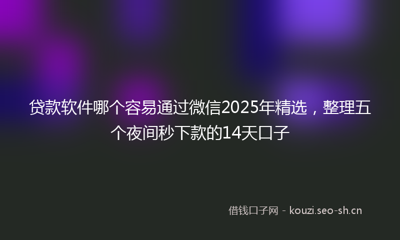 贷款软件哪个容易通过微信2025年精选，整理五个夜间秒下款的14天口子