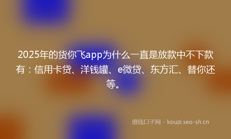2025年的货你飞app为什么一直是放款中不下款有：信用卡贷、洋钱罐、e微贷、东方汇、替你还等。