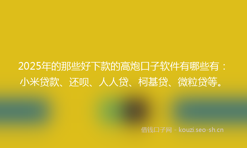 2025年的那些好下款的高炮口子软件有哪些有：小米贷款、还呗、人人贷、柯基贷、微粒贷等。