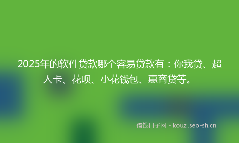 2025年的软件贷款哪个容易贷款有:你我贷、超人卡、花呗、小花钱包、惠商贷等。