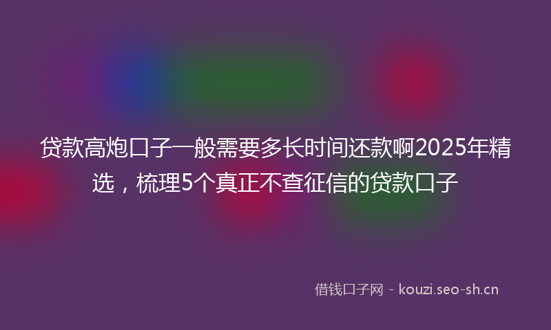 贷款高炮口子一般需要多长时间还款啊2025年精选,梳理5个真正不查征信的贷款口子