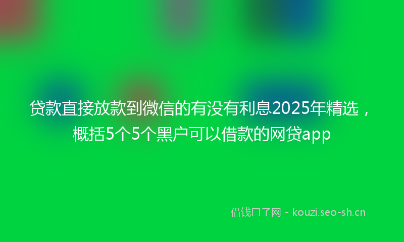 贷款直接放款到微信的有没有利息2025年精选，概括5个5个黑户可以借款的网贷app