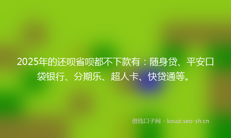 2025年的还呗省呗都不下款有:随身贷、平安口袋银行、分期乐、超人卡、快贷通等。