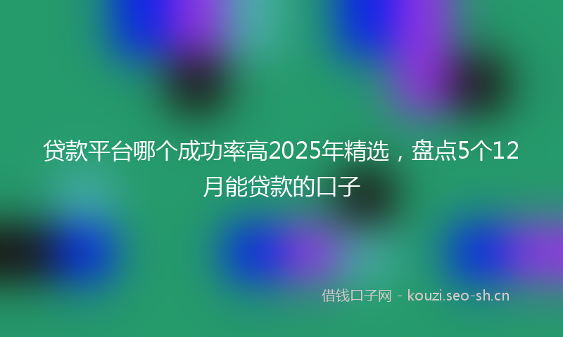 贷款平台哪个成功率高2025年精选，盘点5个12月能贷款的口子