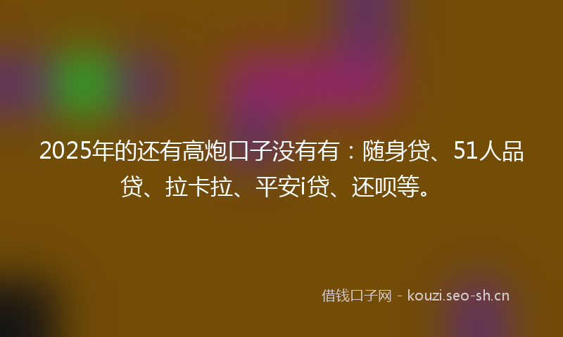 2025年的还有高炮口子没有有：随身贷、51人品贷、拉卡拉、平安i贷、还呗等。
