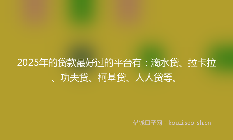 2025年的贷款最好过的平台有：滴水贷、拉卡拉、功夫贷、柯基贷、人人贷等。