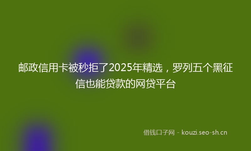邮政信用卡被秒拒了2025年精选,罗列五个黑征信也能贷款的网贷平台