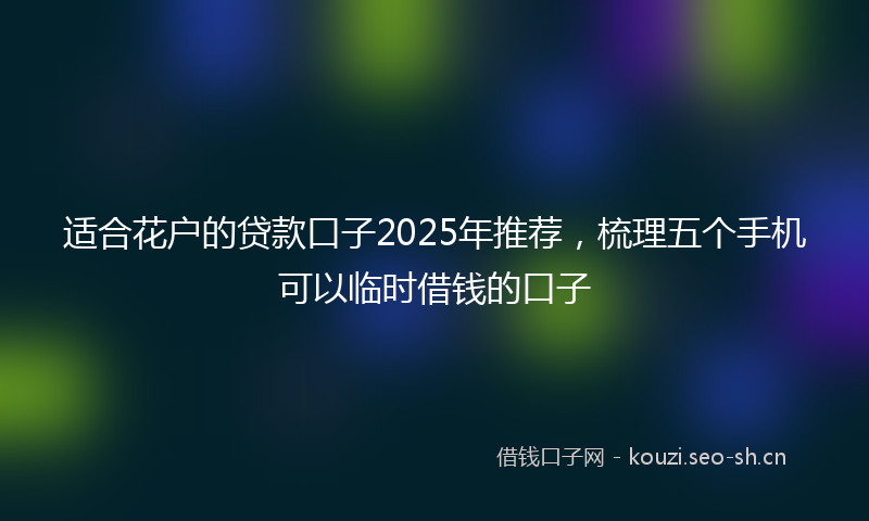 适合花户的贷款口子2025年推荐，梳理五个手机可以临时借钱的口子