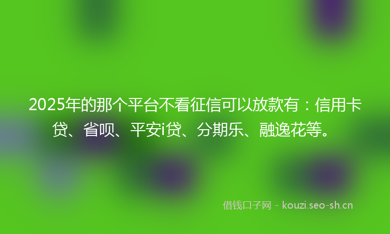 2025年的那个平台不看征信可以放款有：信用卡贷、省呗、平安i贷、分期乐、融逸花等。