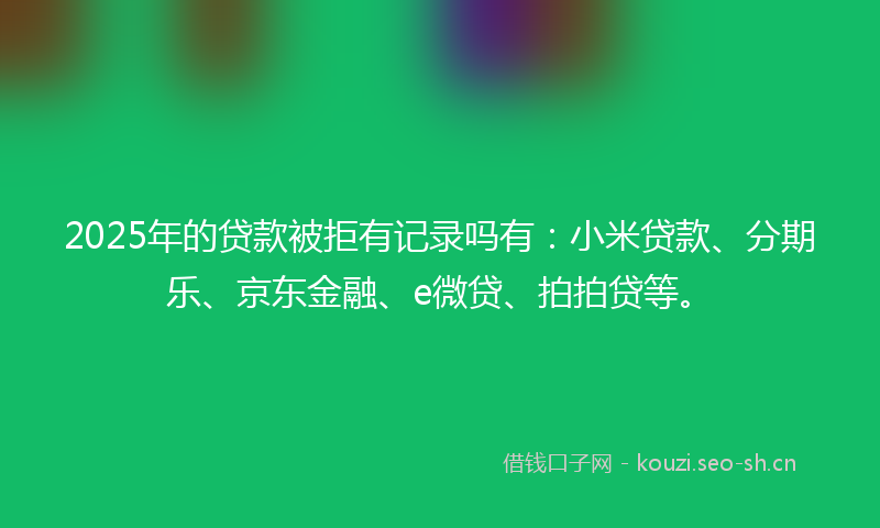 2025年的贷款被拒有记录吗有：小米贷款、分期乐、京东金融、e微贷、拍拍贷等。
