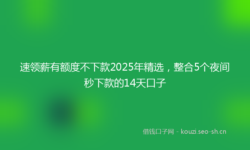 速领薪有额度不下款2025年精选，整合5个夜间秒下款的14天口子