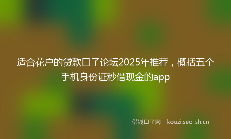 适合花户的贷款口子论坛2025年推荐，概括五个手机身份证秒借现金的app