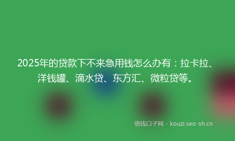 2025年的贷款下不来急用钱怎么办有：拉卡拉、洋钱罐、滴水贷、东方汇、微粒贷等。