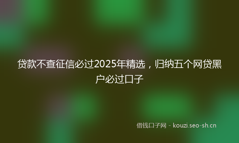 贷款不查征信必过2025年精选，归纳五个网贷黑户必过口子