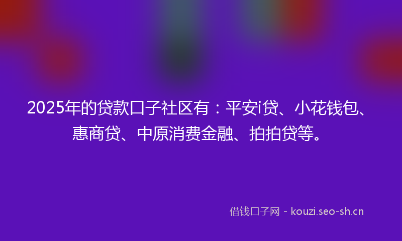 2025年的贷款口子社区有：平安i贷、小花钱包、惠商贷、中原消费金融、拍拍贷等。