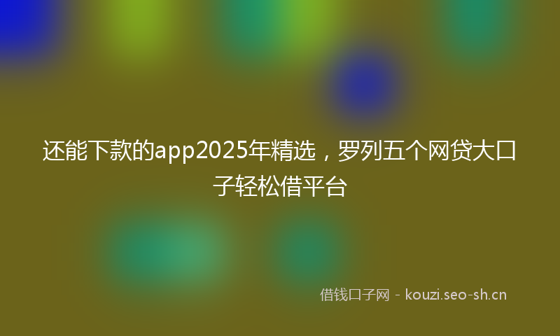 还能下款的app2025年精选，罗列五个网贷大口子轻松借平台