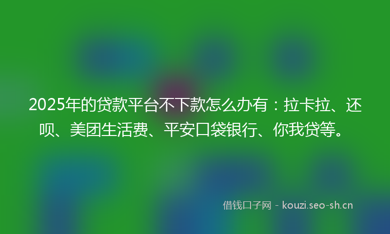 2025年的贷款平台不下款怎么办有：拉卡拉、还呗、美团生活费、平安口袋银行、你我贷等。