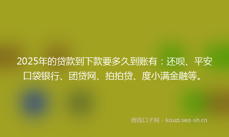 2025年的贷款到下款要多久到账有：还呗、平安口袋银行、团贷网、拍拍贷、度小满金融等。
