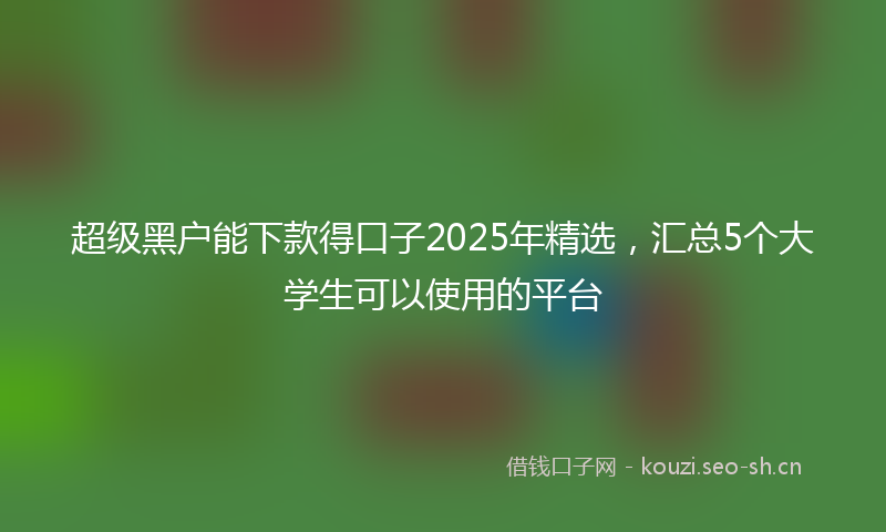 超级黑户能下款得口子2025年精选，汇总5个大学生可以使用的平台