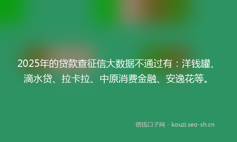 2025年的贷款查征信大数据不通过有：洋钱罐、滴水贷、拉卡拉、中原消费金融、安逸花等。