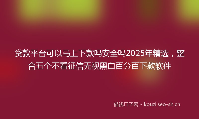 贷款平台可以马上下款吗安全吗2025年精选，整合五个不看征信无视黑白百分百下款软件