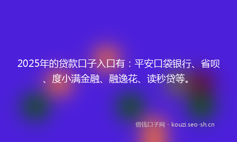 2025年的贷款口子入口有：平安口袋银行、省呗、度小满金融、融逸花、读秒贷等。