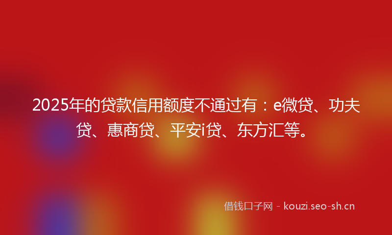 2025年的贷款信用额度不通过有：e微贷、功夫贷、惠商贷、平安i贷、东方汇等。