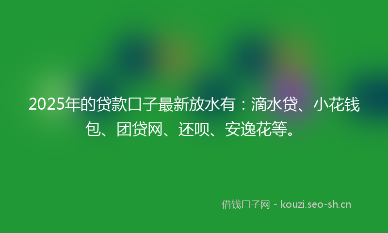 2025年的贷款口子最新放水有：滴水贷、小花钱包、团贷网、还呗、安逸花等。