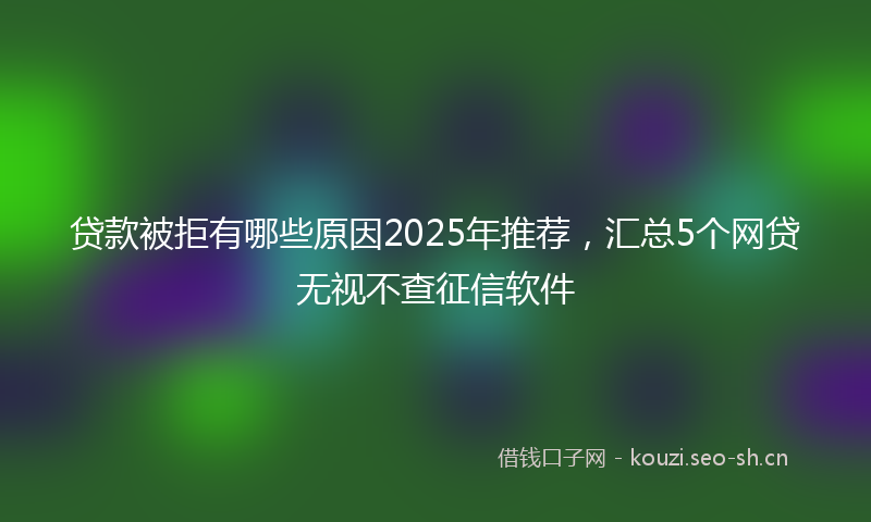 贷款被拒有哪些原因2025年推荐，汇总5个网贷无视不查征信软件