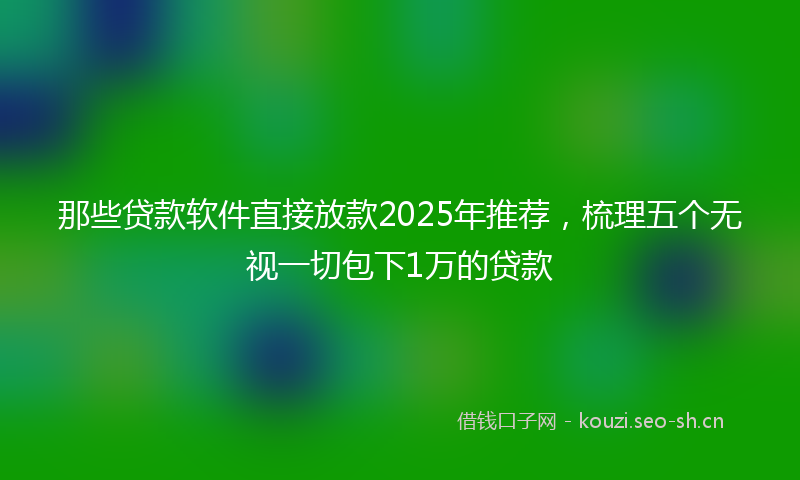 那些贷款软件直接放款2025年推荐，梳理五个无视一切包下1万的贷款